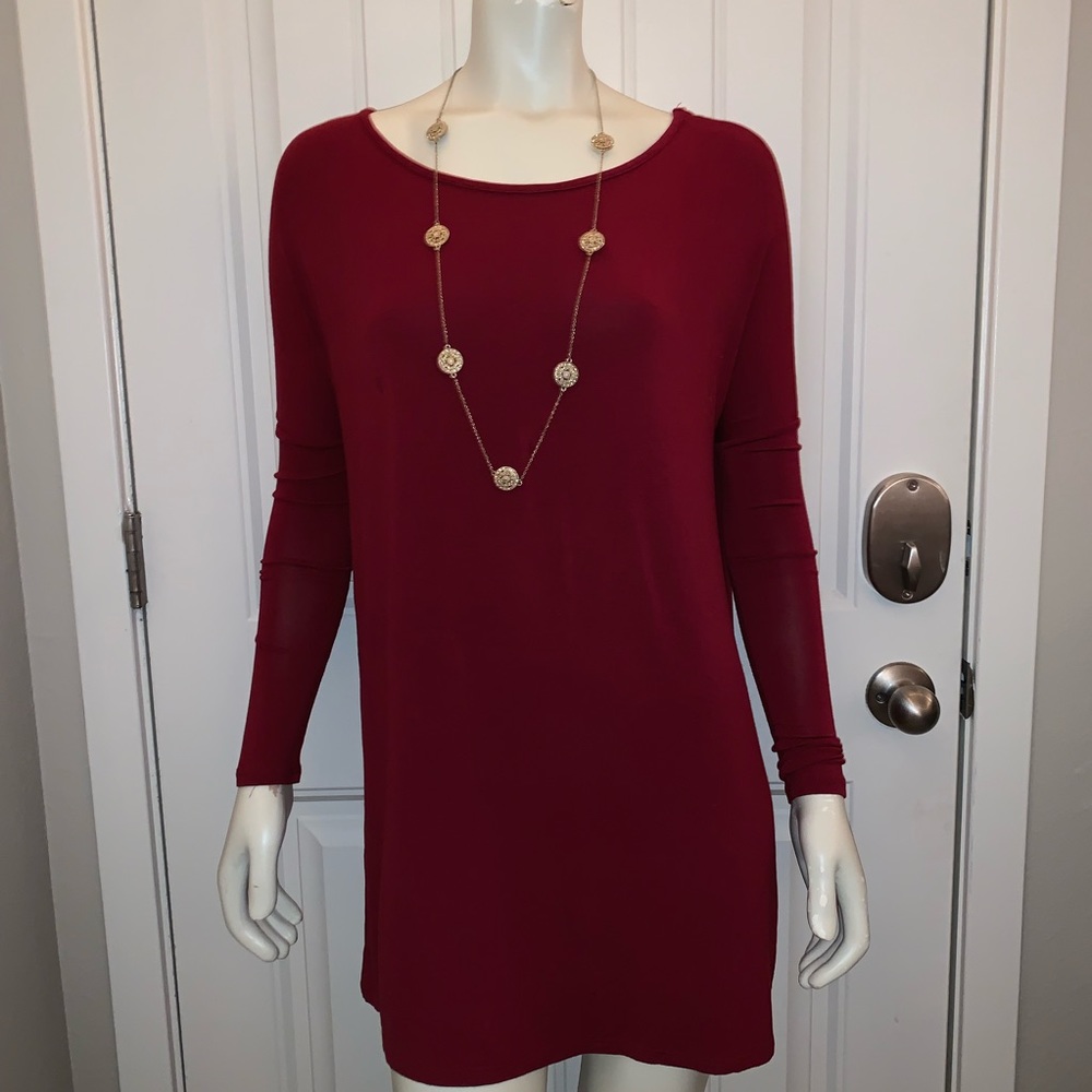 🌸 REBORN J LONG SLEEVE T-SHIRT DRESS BURGUNDY! 🌸